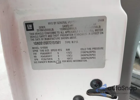 2007 Chevrolet Trailblazer Ls z USA, uszkodzony, nr VIN 1GNDS13S872151561